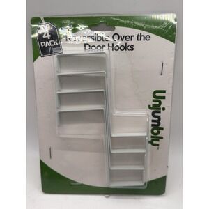 4 Pack Over The Door Hooks - Fitting Width Between 1 3/8"and 1 3/4" Reversible